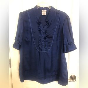 Royal Blue Ruffled Blouse